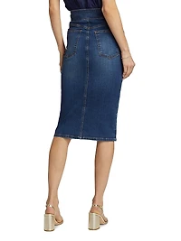 Karter Denim High-Waisted Midi-Skirt