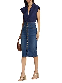Karter Denim High-Waisted Midi-Skirt