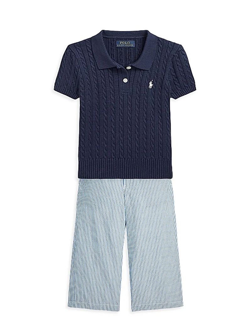 Little Girl's & Girl's Striped Cotton Seersucker Pants