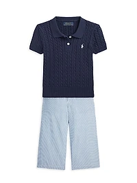 Little Girl's & Girl's Striped Cotton Seersucker Pants