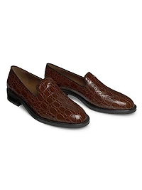 Crocodile-Embossed Leather Loafers