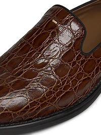 Crocodile-Embossed Leather Loafers