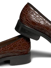 Crocodile-Embossed Leather Loafers