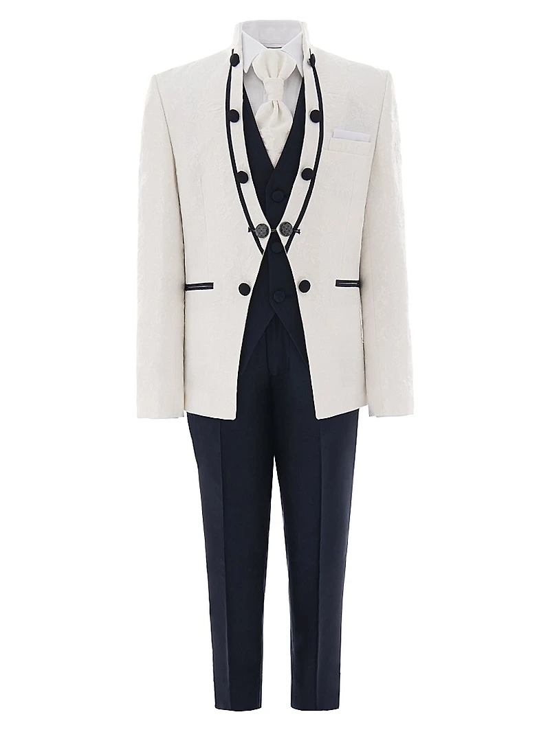 Little Boy's & Boy's Floral Embroidered Suit