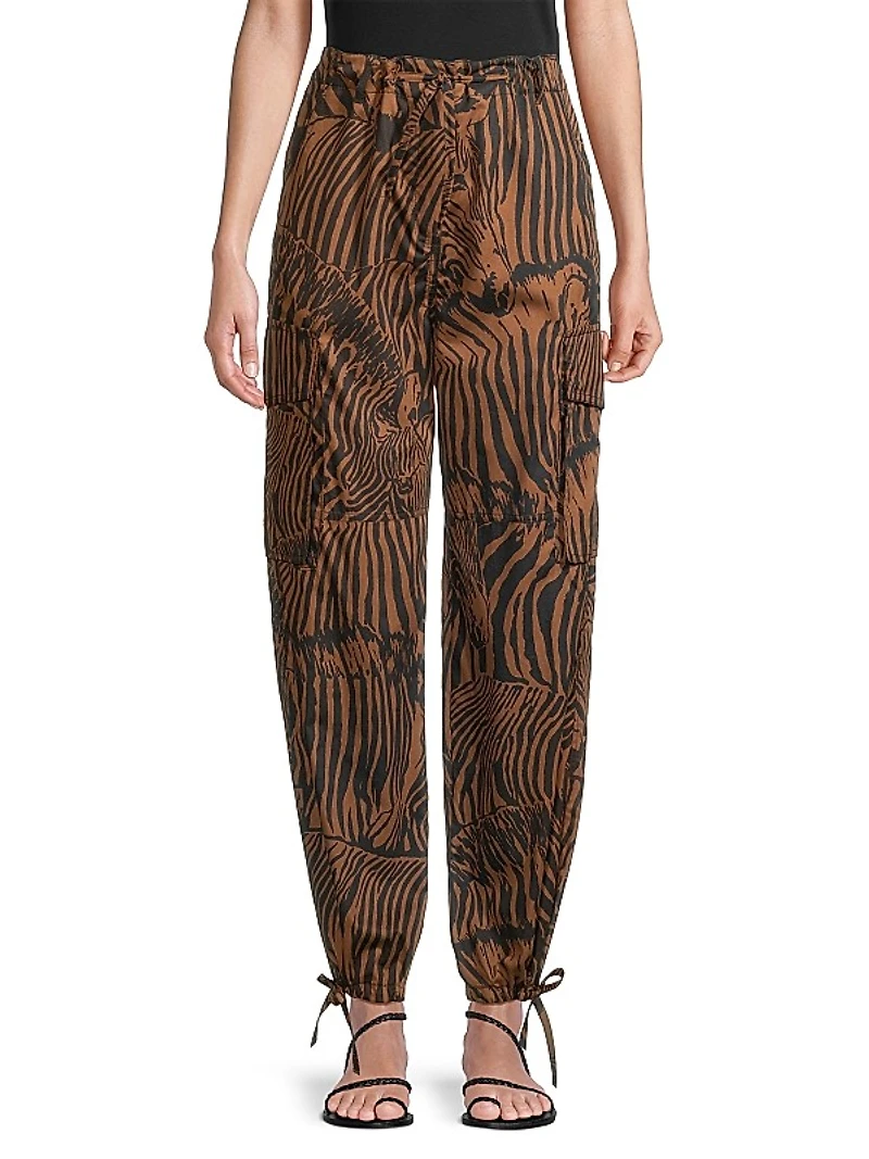 Periodi Zebra Cotton Drawstring Pants