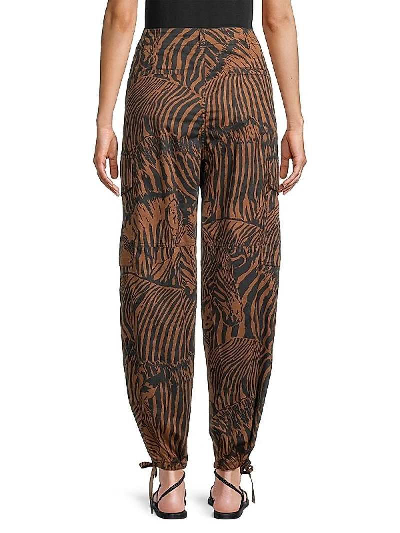 Periodi Zebra Cotton Drawstring Pants