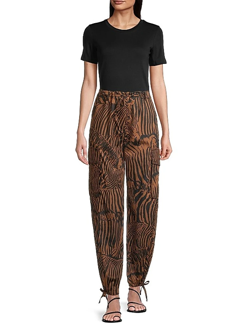 Periodi Zebra Cotton Drawstring Pants