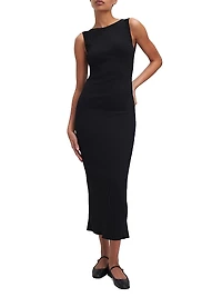 Shine Rib Sleeveless Maxi Dress