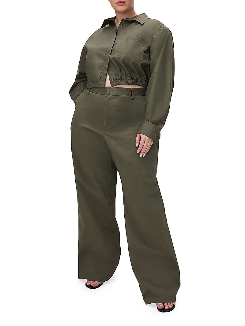 Coated Poplin Cropped Shirt