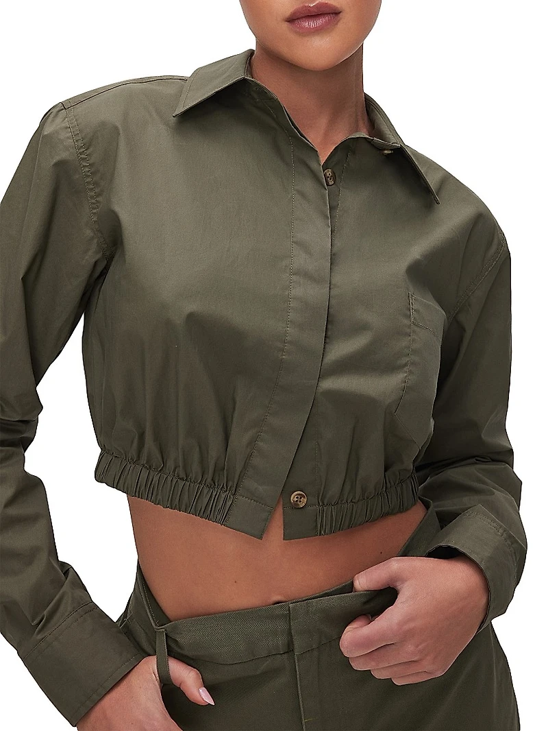 Coated Poplin Cropped Shirt