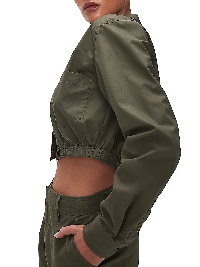 Coated Poplin Cropped Shirt