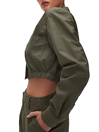 Coated Poplin Cropped Shirt