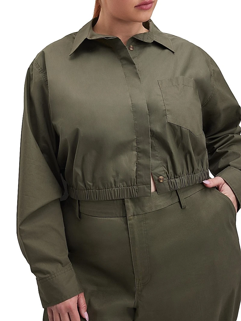 Coated Poplin Cropped Shirt