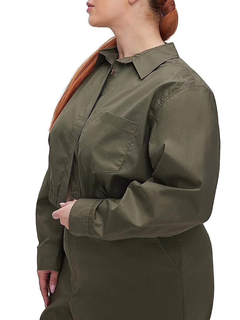 Coated Poplin Cropped Shirt