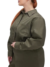 Coated Poplin Cropped Shirt