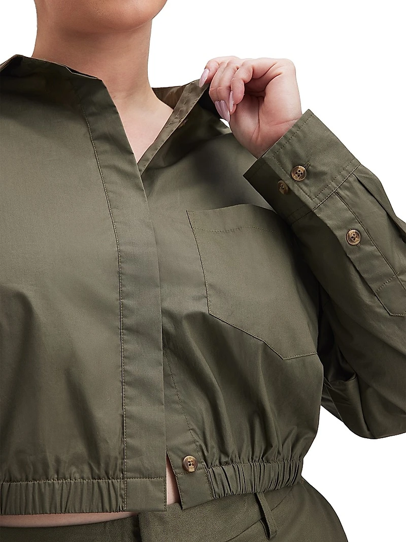 Coated Poplin Cropped Shirt