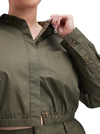 Coated Poplin Cropped Shirt