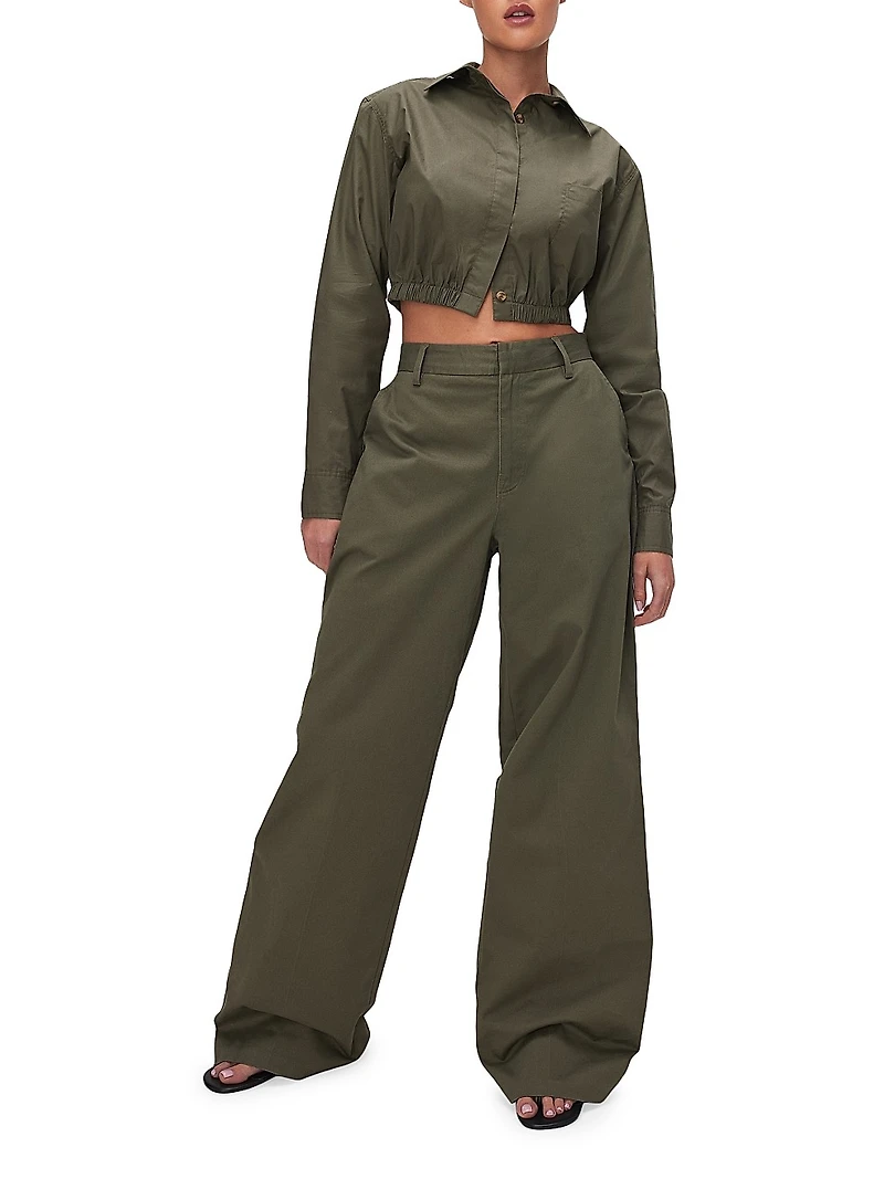 Coated Poplin Cropped Shirt