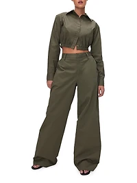 Coated Poplin Cropped Shirt