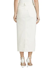 Slit-Front Denim Midi-Skirt