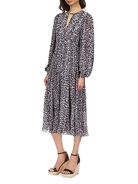 Cheetah Pleated Midi-Dress