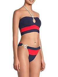 Babe Striped Bandeau Bikini Top