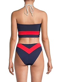 Babe Striped Bandeau Bikini Top