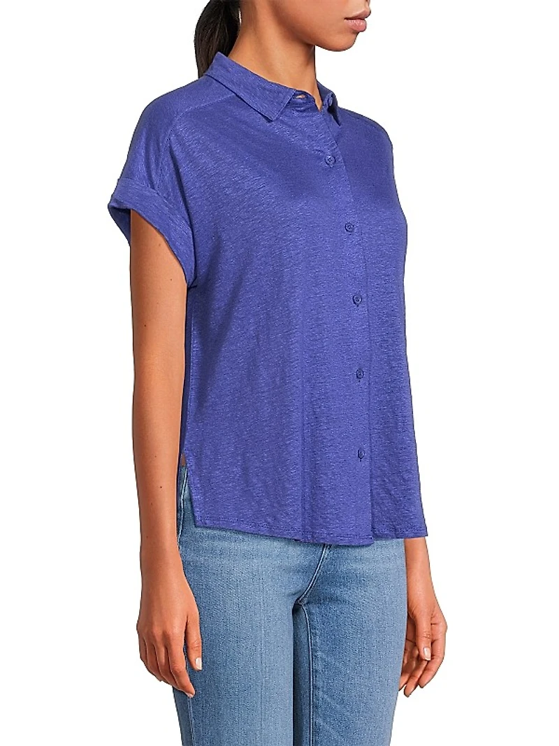 Short-Sleeve Linen-Blend Shirt