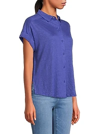 Short-Sleeve Linen-Blend Shirt