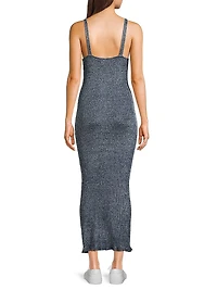 Metallic Rib-Knit V-Neck Maxi Dress
