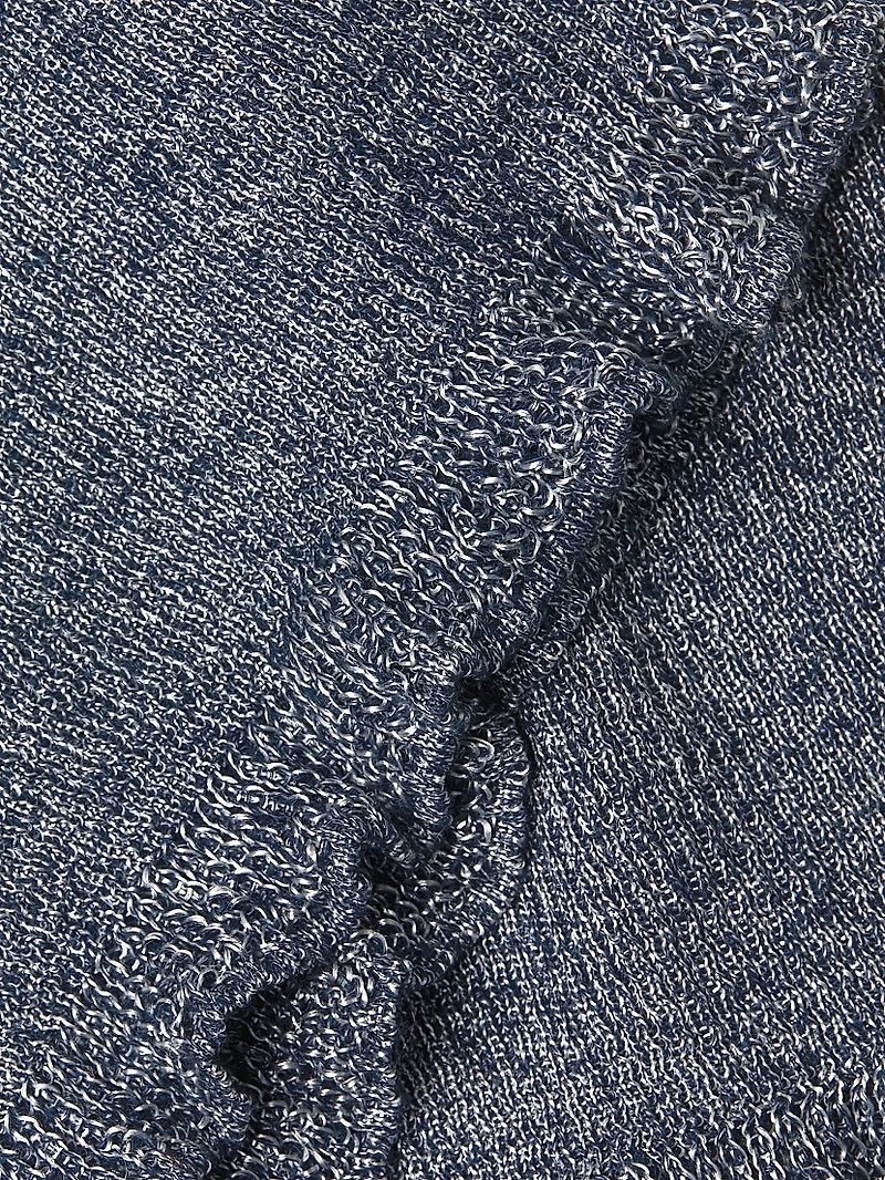 Metallic Rib-Knit V-Neck Maxi Dress