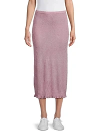 Metallic Ribbed Midi-Skirt