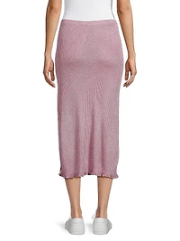 Metallic Ribbed Midi-Skirt