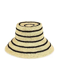 Striped Straw Bucket Hat