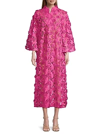 '70s Floral Lace Maxi Caftan Dress