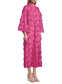 '70s Floral Lace Maxi Caftan Dress