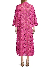 '70s Floral Lace Maxi Caftan Dress
