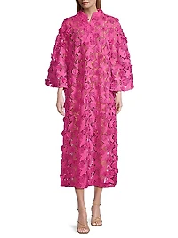 '70s Floral Lace Maxi Caftan Dress