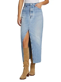 Marion Mended Maxi Denim Skirt