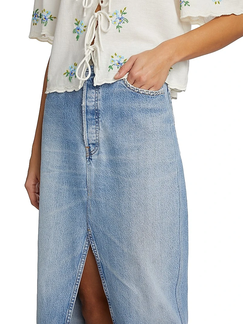 Marion Mended Maxi Denim Skirt