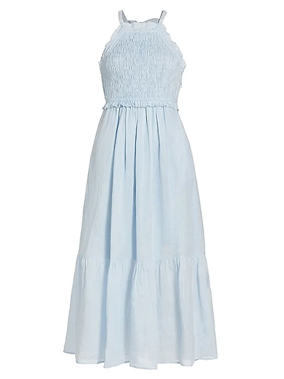 Cole Smocked Ramie Midi-Dress