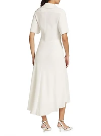 Crepe Zip-Front Polo Midi-Dress