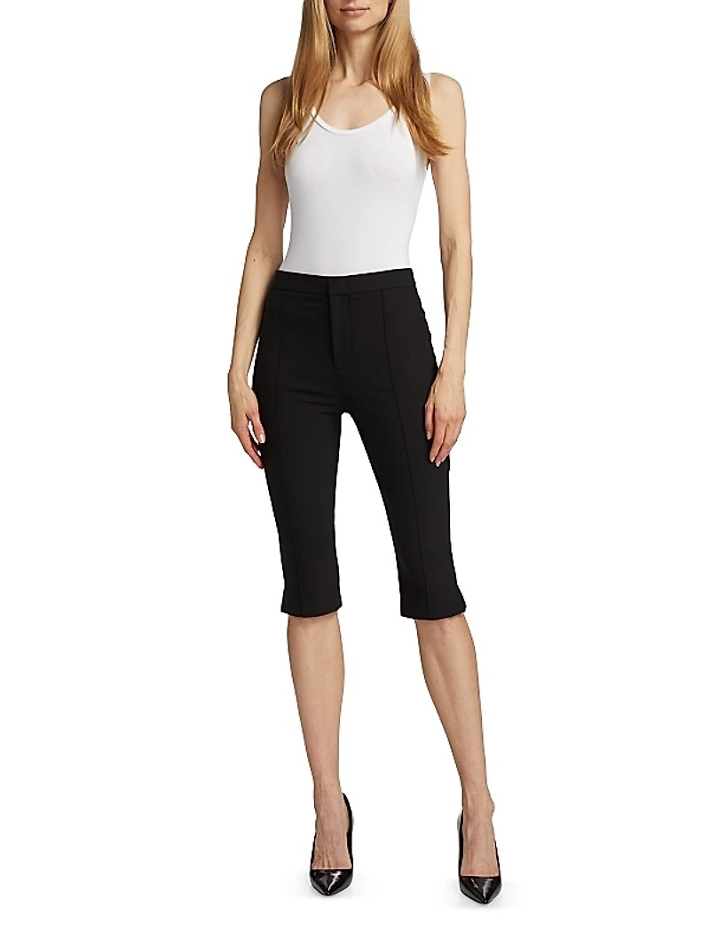 Crepe Pintuck Slim-Fit Capri Pants