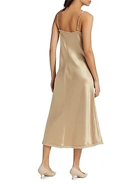 Frayed Satin Bias-Cut Slipdress