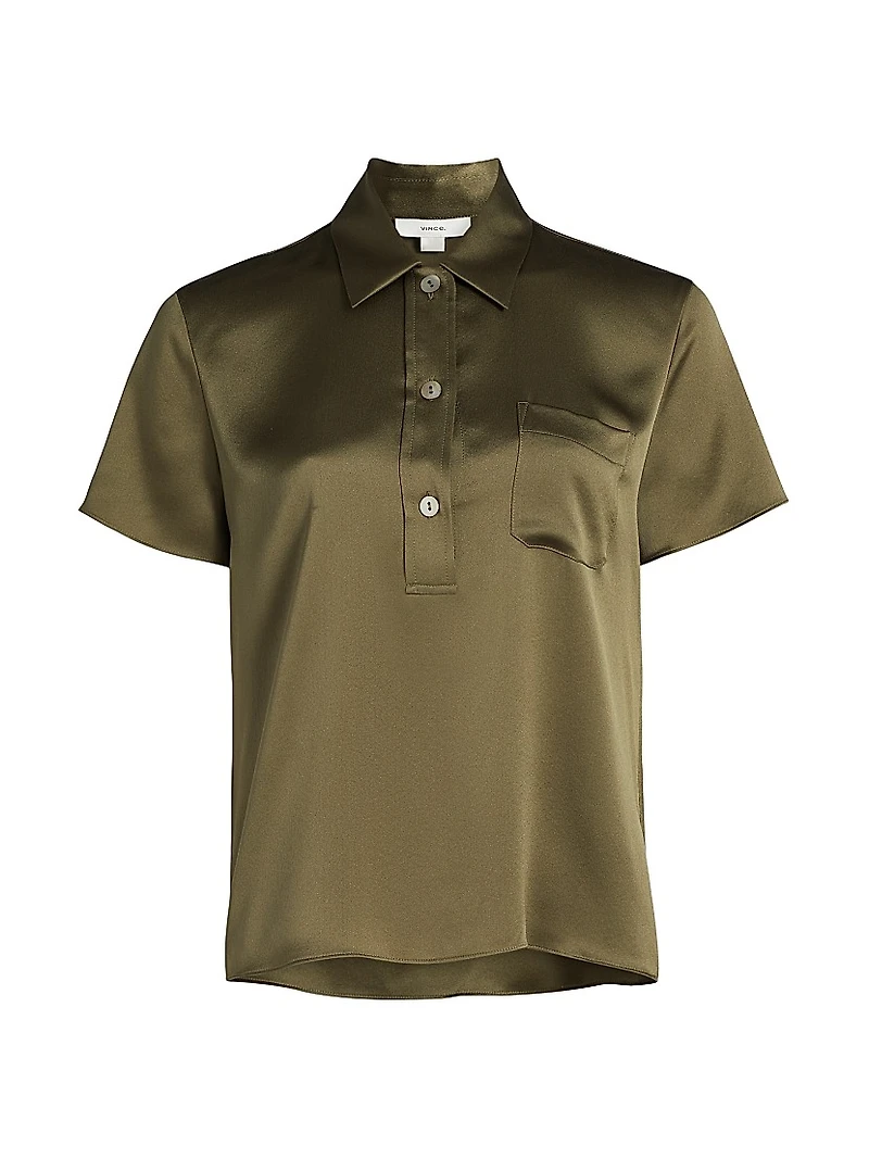 Silk Short-Sleeve Polo Top