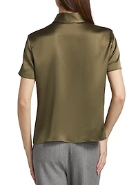 Silk Short-Sleeve Polo Top