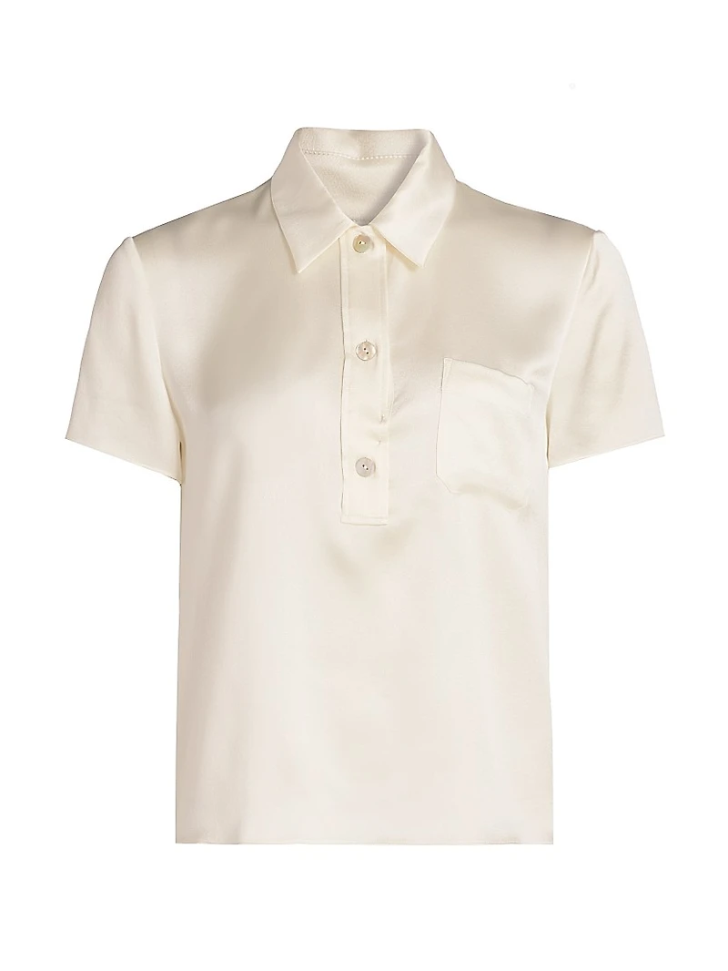 Silk Short-Sleeve Polo Top