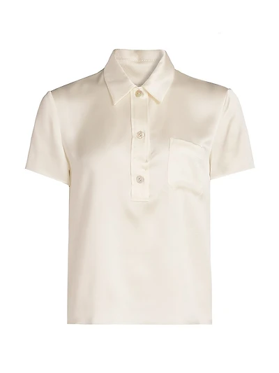 Silk Short-Sleeve Polo Top