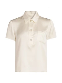 Silk Short-Sleeve Polo Top