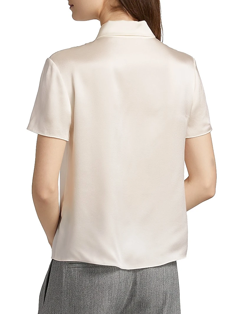 Silk Short-Sleeve Polo Top